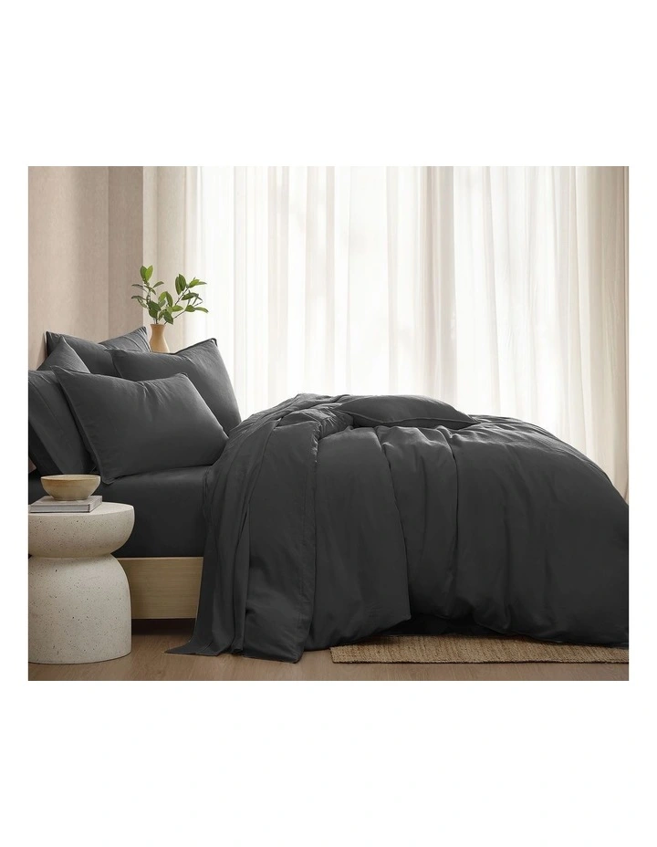 Bamboo Linen Quilt Cover Set in in Charcoal image 1