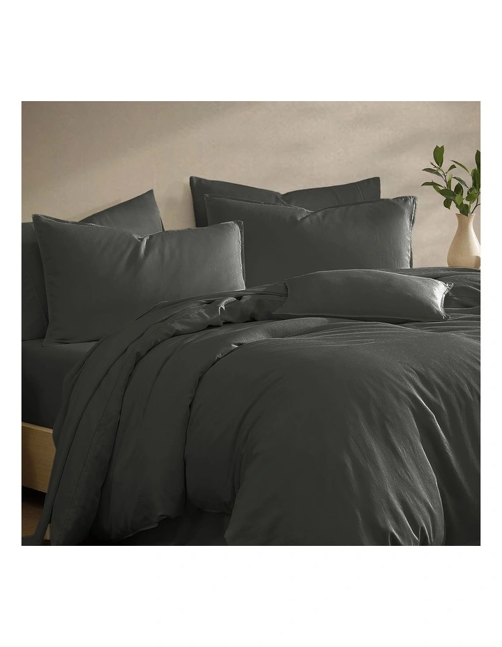 Bamboo Linen Quilt Cover Set in in Charcoal image 2
