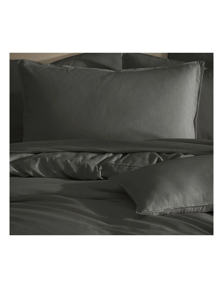 Bamboo Linen Quilt Cover Set in in Charcoal image 3
