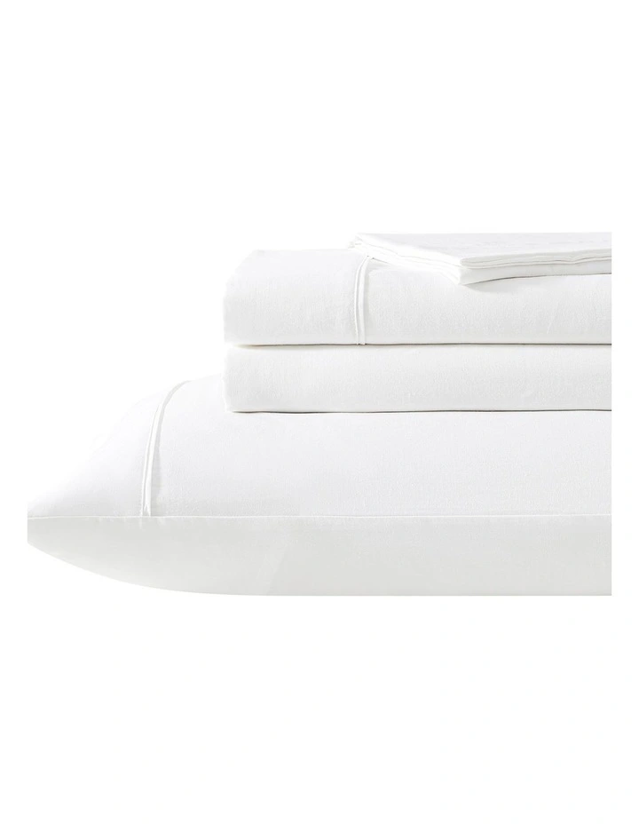 Bamboo Linen Sheet Set in White image 2