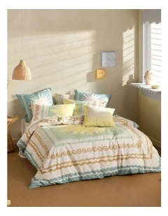 Visage Quilt Cover Set In Seafoam