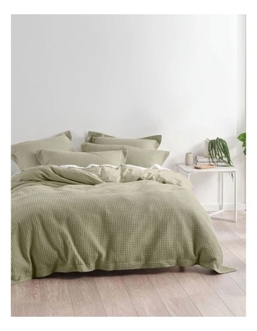 Deluxe Waffle Quilt Cover Set in Eucalyptus