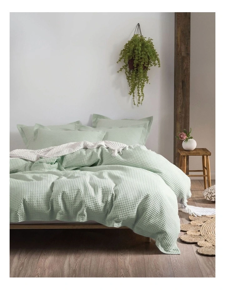 Deluxe Waffle Quilt Cover Set in Mist image 1
