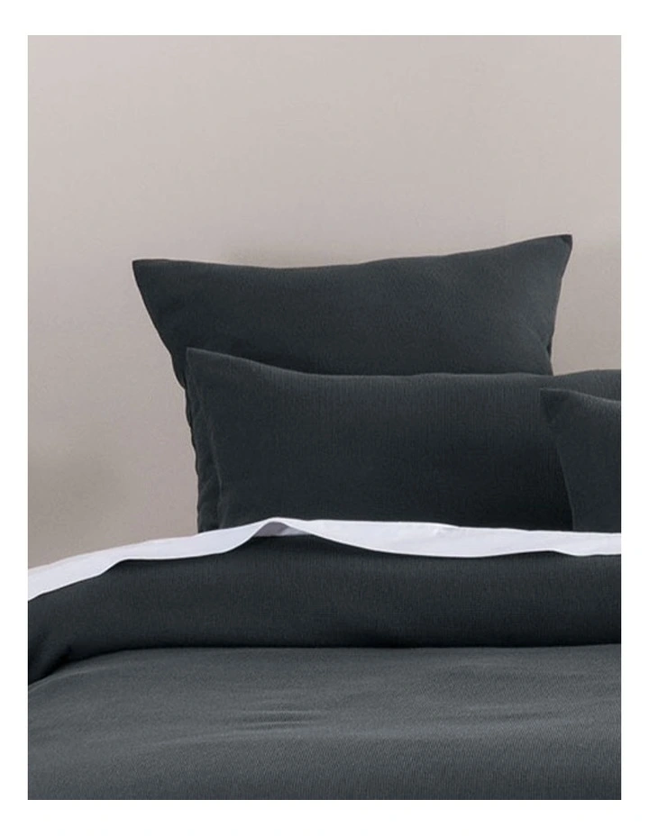 Micro Waffle Quilt Cover Set in Charcoal image 1