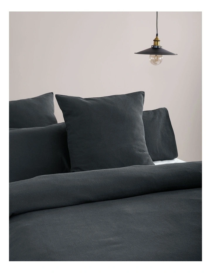 Micro Waffle Quilt Cover Set in Charcoal image 4