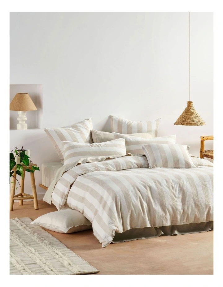 Vintage Stripe Quilt Cover Set in Natural image 1