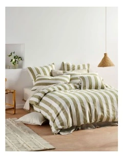 Vintage Stripe Quilt Cover Set in Pesto
