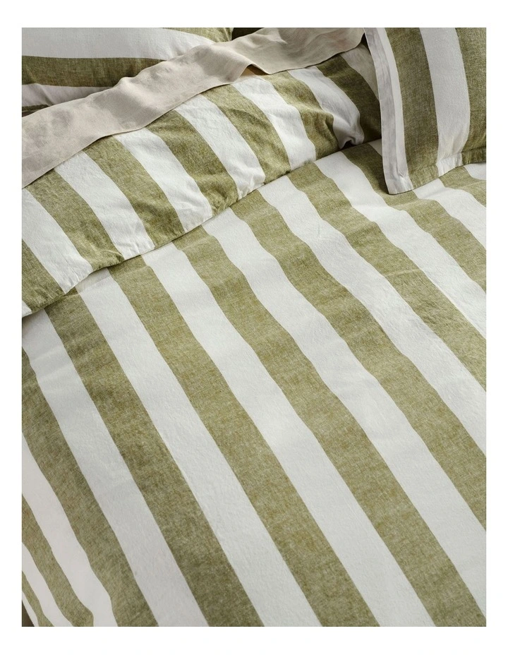 Vintage Stripe Quilt Cover Set in Pesto image 2