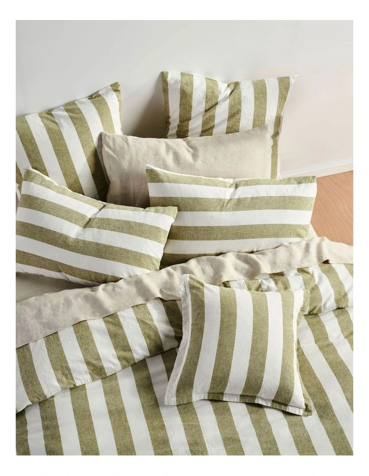 Vintage Stripe Quilt Cover Set in Pesto image 3