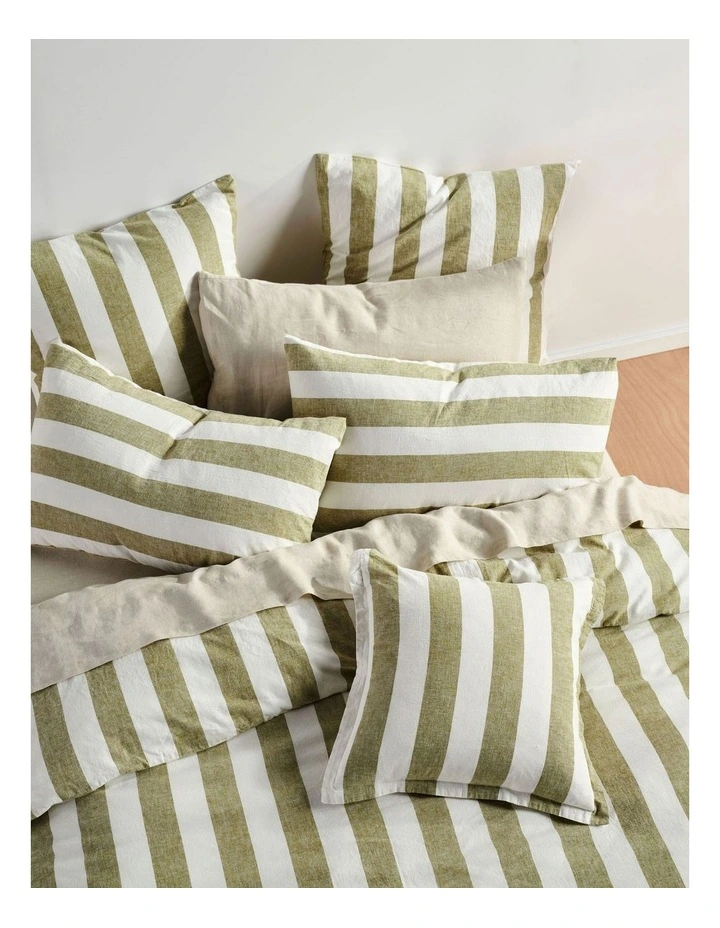 Vintage Stripe Quilt Cover Set in Pesto image 3