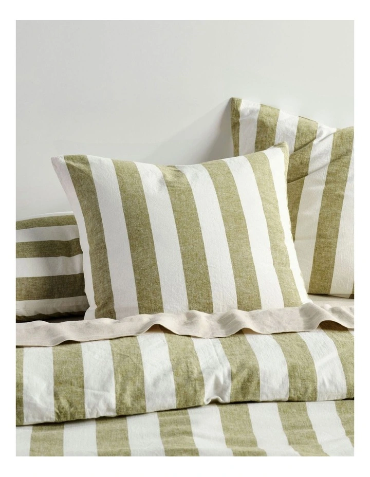 Vintage Stripe Quilt Cover Set in Pesto image 5
