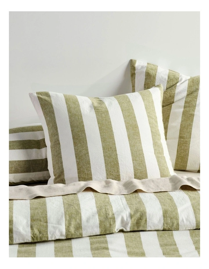 Vintage Stripe Quilt Cover Set in Pesto image 5