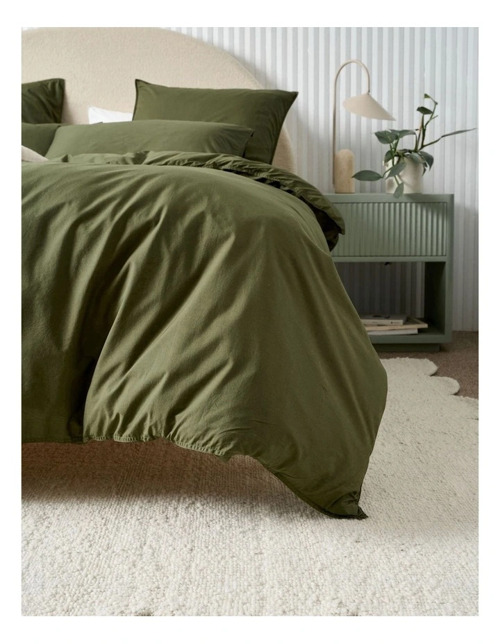 Linen House Terra Organic Cotton Quilt Cover Set In Olive MYER