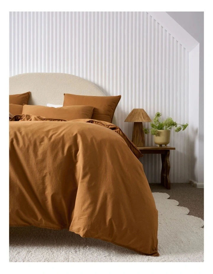 Linen House Terra Organic Cotton Quilt Cover Set In Cinnamon MYER