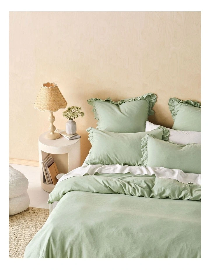 Vintage Ruffle Quilt Cover Set in Seaglass image 3