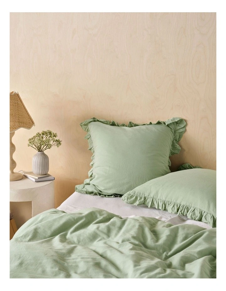 Vintage Ruffle Quilt Cover Set in Seaglass image 4