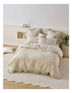Vintage Ruffle Quilt Cover Set in Natural