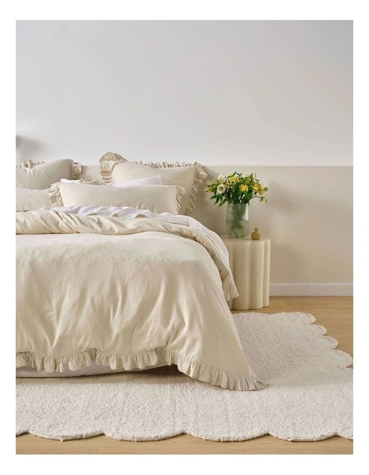 Vintage Ruffle Quilt Cover Set in Natural image 2