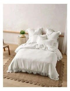 Vintage Ruffle Quilt Cover Set in White