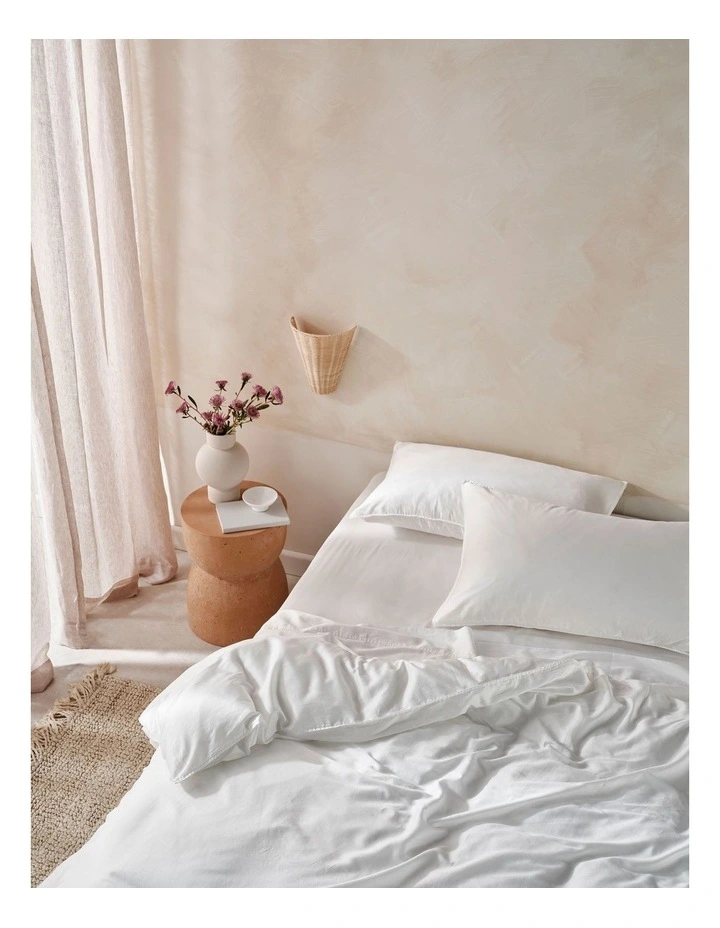 Surf Wash 400TC Cotton Sateen Quilt Cover Set In White image 2