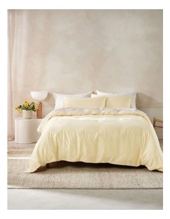 Surf Wash 400TC Cotton Sateen Quilt Cover Set In Butter
