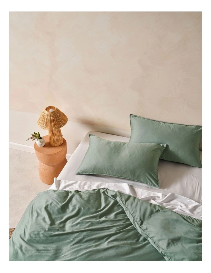 Surf Wash 400TC Cotton Sateen Quilt Cover Set In Seafoam image 2