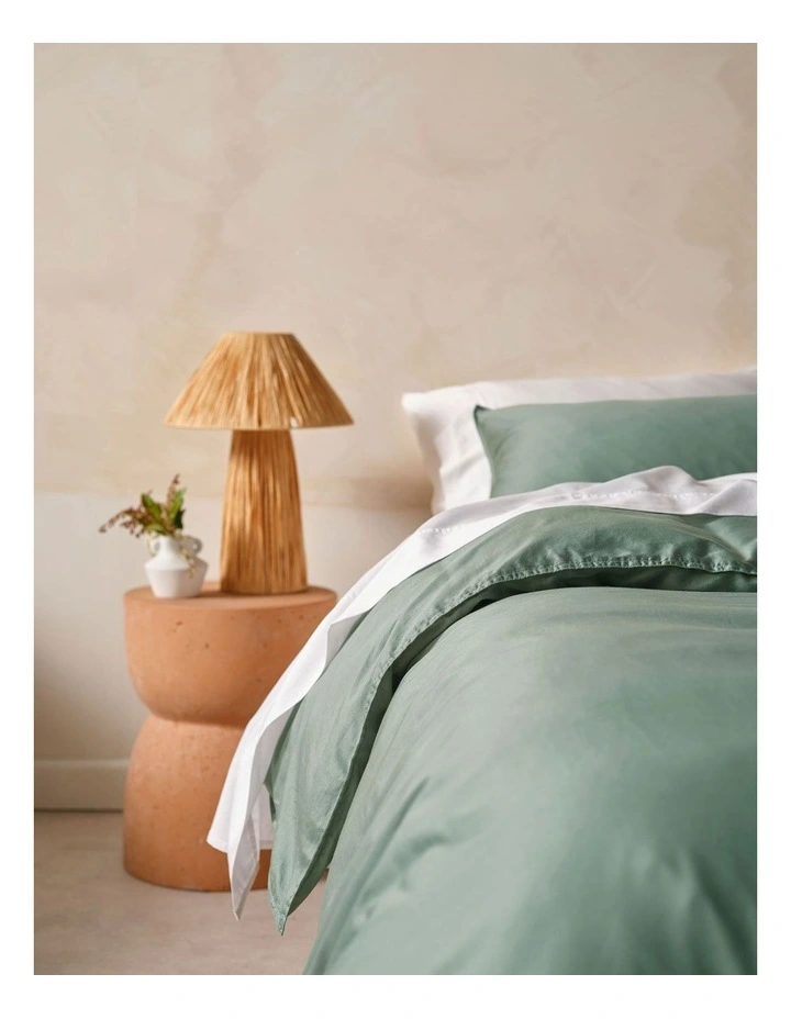 Surf Wash 400TC Cotton Sateen Quilt Cover Set In Seafoam image 5
