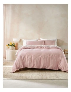 Surf Wash Quilt Cover Set In Dusty Rose