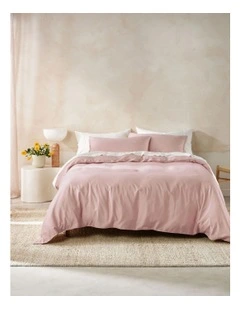 Surf Wash 400TC Cotton Sateen Quilt Cover Set In Dusty Rose