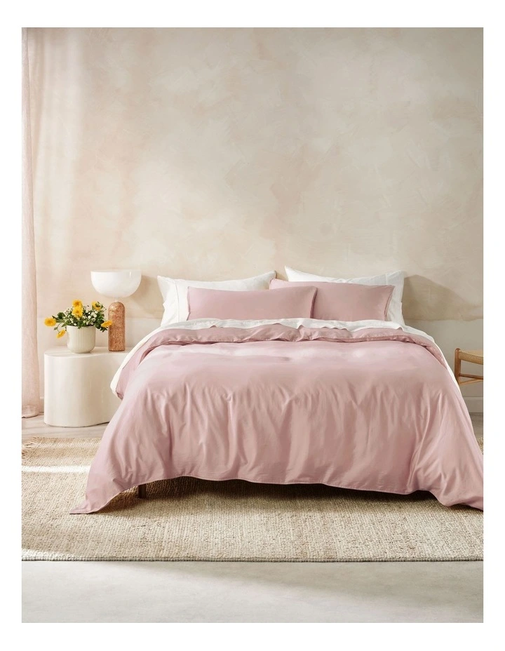 Surf Wash 400TC Cotton Sateen Quilt Cover Set In Dusty Rose image 1