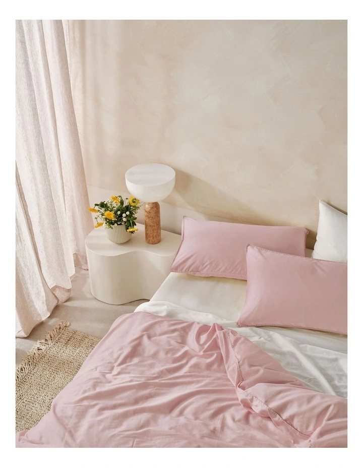 Surf Wash 400TC Cotton Sateen Quilt Cover Set In Dusty Rose image 2