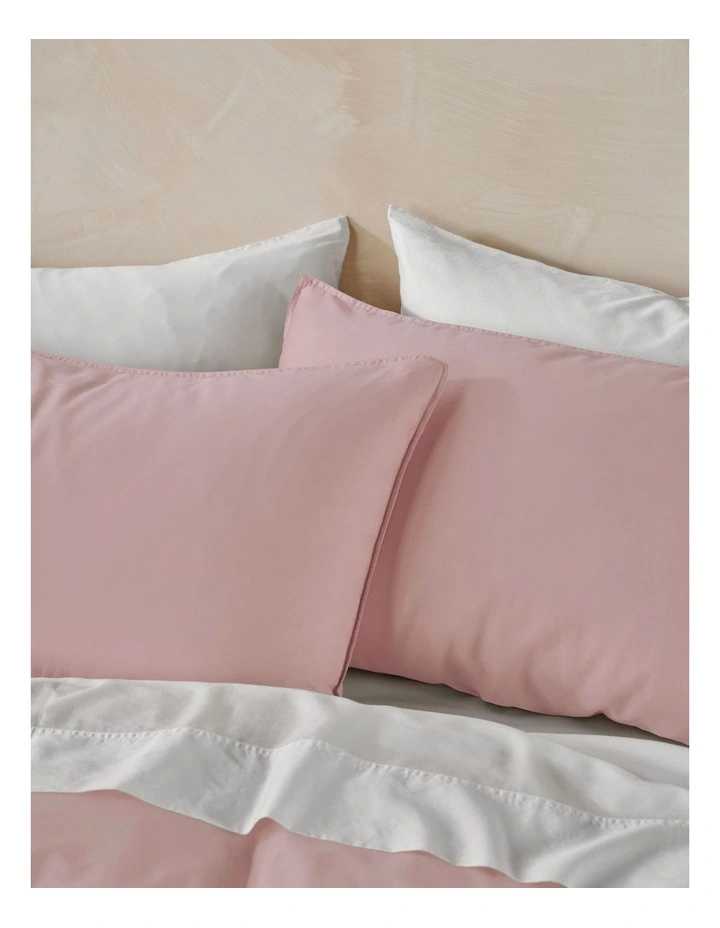 Surf Wash 400TC Cotton Sateen Quilt Cover Set In Dusty Rose image 3