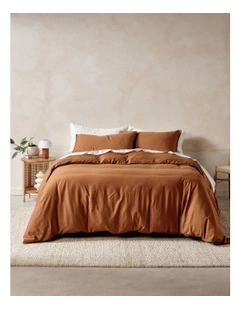 Surf Wash 400TC Cotton Sateen Quilt Cover Set In Rust