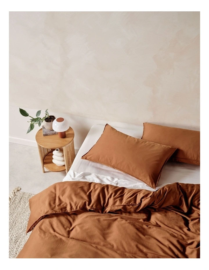 Surf Wash 400TC Cotton Sateen Quilt Cover Set In Rust image 2