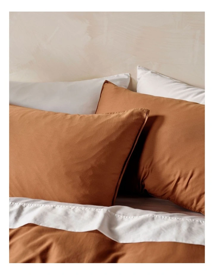 Surf Wash 400TC Cotton Sateen Quilt Cover Set In Rust image 3