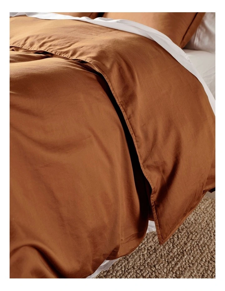 Surf Wash 400TC Cotton Sateen Quilt Cover Set In Rust image 4