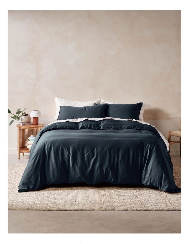 Surf Wash 400TC Cotton Sateen Quilt Cover Set In Midnight image 1