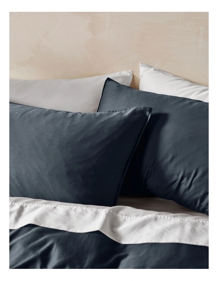 Surf Wash 400TC Cotton Sateen Quilt Cover Set In Midnight image 3
