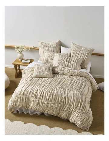 Layla Quilt Cover Set in Natural