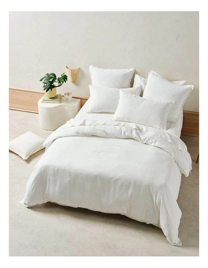 Connie Cotton Linen Quilt Cover Set In White image 1