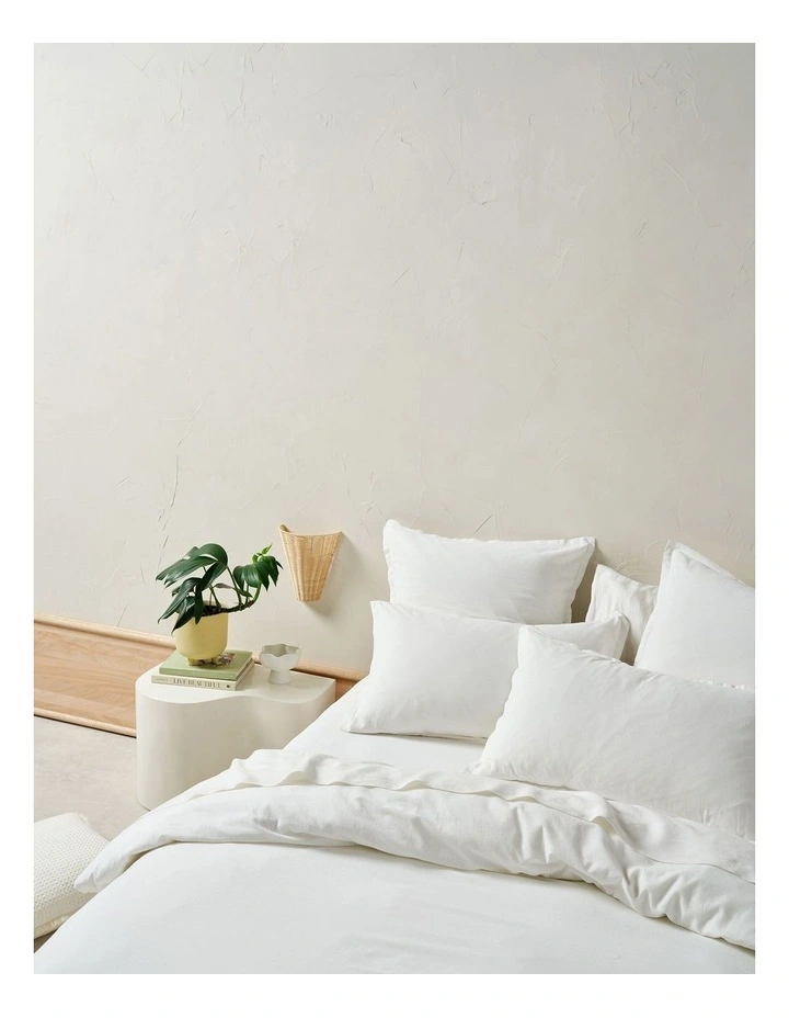 Connie Cotton Linen Quilt Cover Set In White image 2