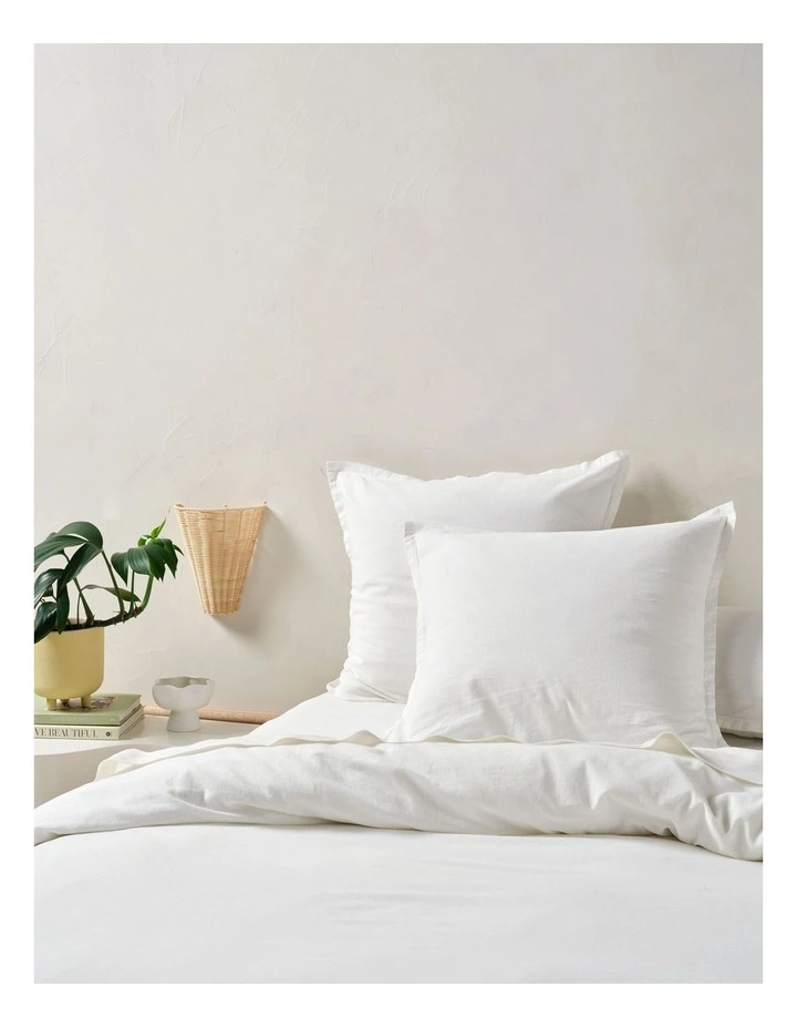 Connie Cotton Linen Quilt Cover Set In White image 4