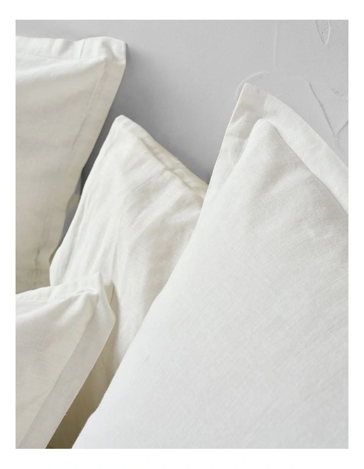 Connie Cotton Linen Quilt Cover Set In White image 5