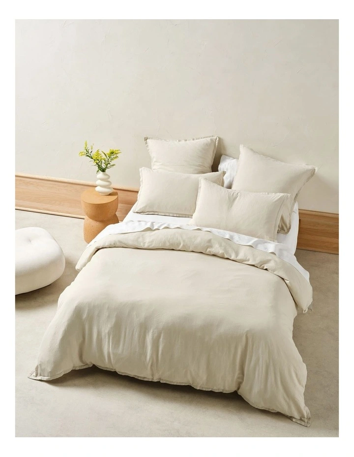 Connie Cotton Linen Quilt Cover Set In Natural image 1