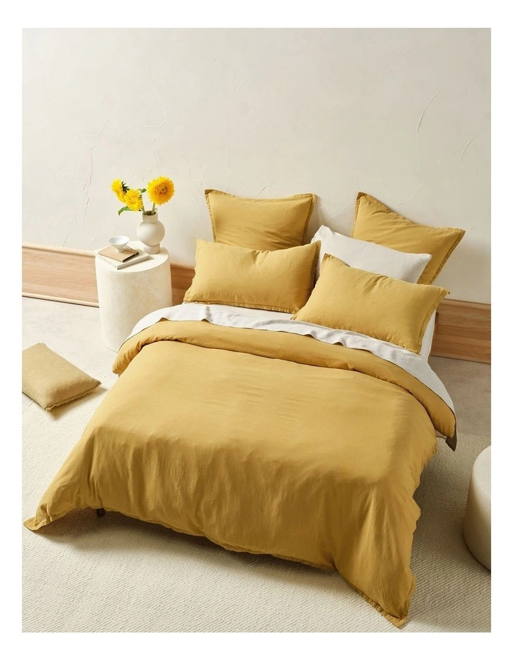 Connie Cotton Linen Quilt Cover Set In Saffron image 1