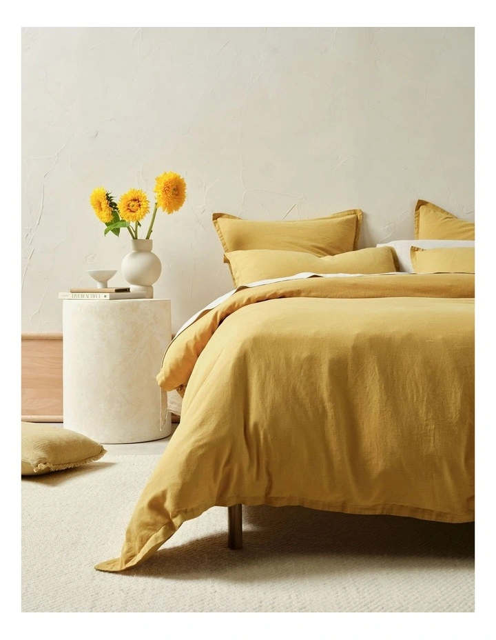 Connie Cotton Linen Quilt Cover Set In Saffron image 2