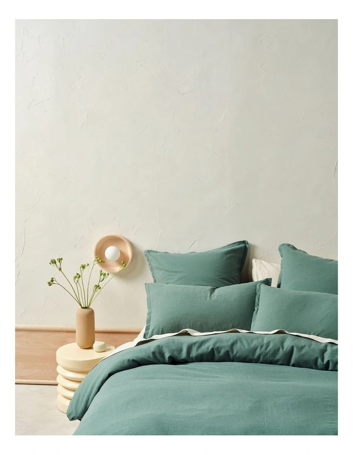 Connie Cotton Linen Quilt Cover Set In Pine image 3