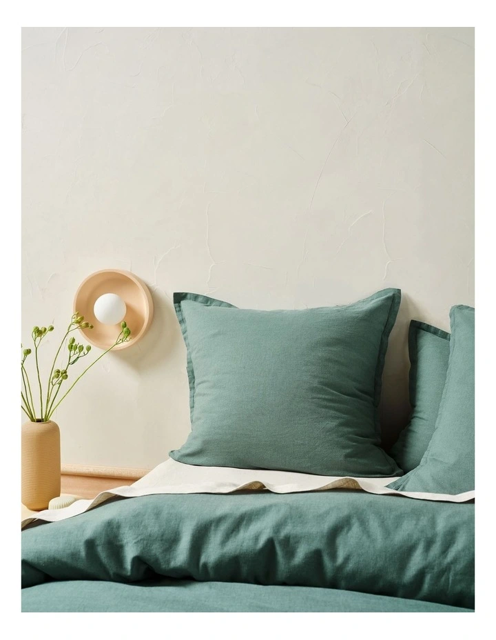 Connie Cotton Linen Quilt Cover Set In Pine image 5