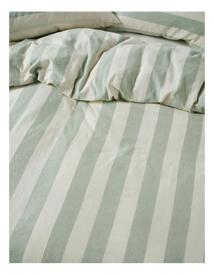 Vintage Stripe Quilt Cover Set in Jade image 2