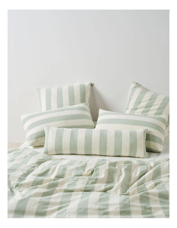 Vintage Stripe Quilt Cover Set in Jade image 3